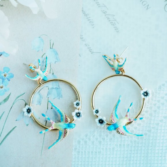 Brand new Bill skinner blue swallow earrings - Picture 6 of 10
